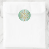 Groene Diamant Kerstvakantie Sneeuwvlok Ronde Sticker (Tas)