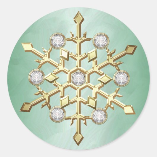 Groene Diamant Kerstvakantie Sneeuwvlok Ronde Sticker (Voorkant)