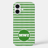Groene diamant monogram iPhone hoesje (Achterkant)