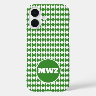 Groene diamant monogram iPhone hoesje