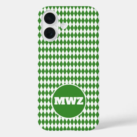 Groene diamant monogram iPhone hoesje (Achterkant)