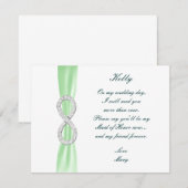 Groene diamant oneindigheid bruiloft bruidsmeisje  kaart (Voorkant / Achterkant)