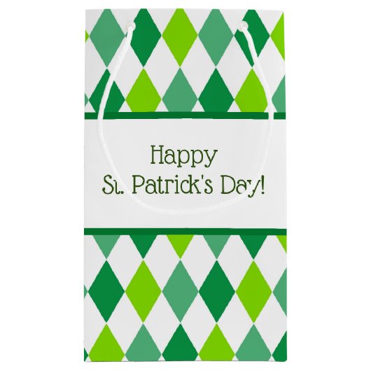 Groene Diamant St. Patrick's Day Gift Bag Klein Cadeauzakje (Achterkant)