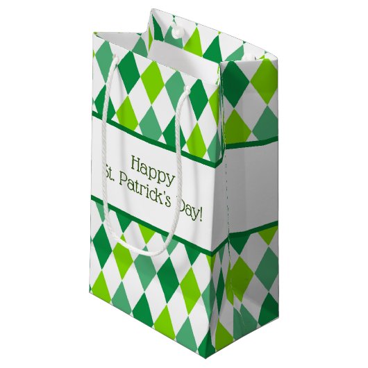 Groene Diamant St. Patrick's Day Gift Bag Klein Cadeauzakje (Voorkant Gekanteld)