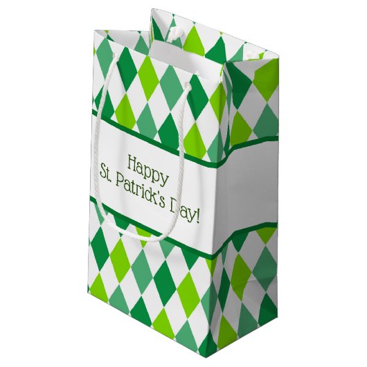 Groene Diamant St. Patrick's Day Gift Bag Klein Cadeauzakje (Achterkant Gekanteld)