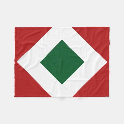 Groene diamant, Vette witte grens aan rood Fleece Deken (Voorkant (Horizontaal))
