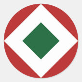 Groene diamant, Vette witte grens aan rood Ronde Sticker (Voorkant)