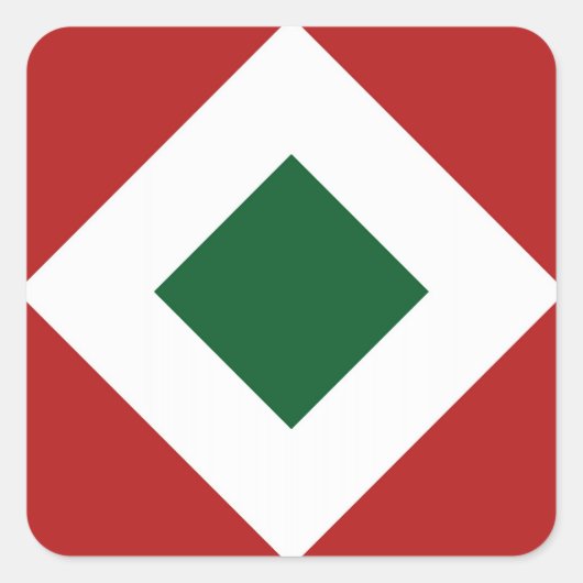 Groene diamant, Vette witte grens aan rood Vierkante Sticker (Voorkant)