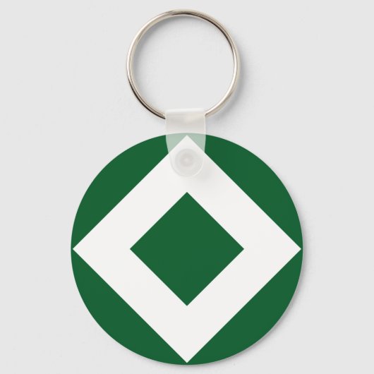Groene Diamant, Vette Witte Rand Sleutelhanger (Voorkant)