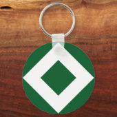 Groene Diamant, Vette Witte Rand Sleutelhanger (Voorkant)