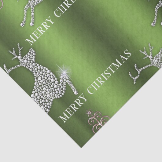 Groene Diamante Rendier Kerst Tissue Paper Tissuepapier (Detail)