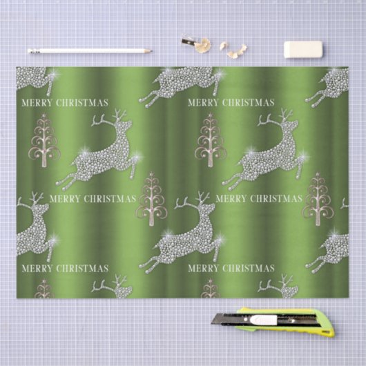 Groene Diamante Rendier Kerst Tissue Paper Tissuepapier (Craft)