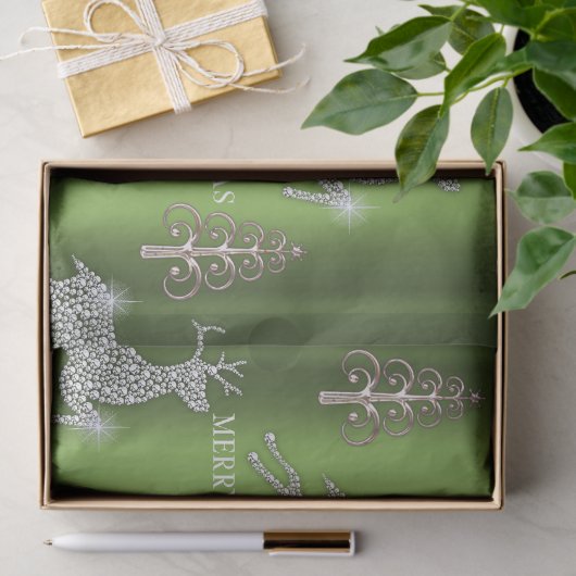 Groene Diamante Rendier Kerst Tissue Paper Tissuepapier (Geschenk)