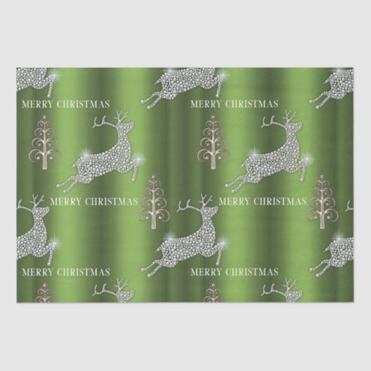 Groene Diamante Rendier Kerst Tissue Paper Tissuepapier (Voorkant)