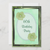 Groene Diamanten Bloemen & Parels 60ste Verjaardag Kaart (Voorkant)