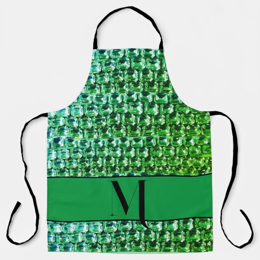 Groene diamanten, groen edeledelstenen juwelenpatr schort (Voorkant)