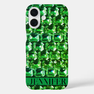 Groene diamanten, groen edelstenen juwelenpatroon iPhone 16 hoesje