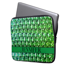Groene diamanten, groen edelstenen juwelenpatroon laptop sleeve