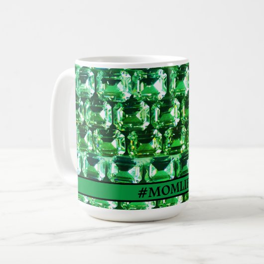 Groene Diamanten groene edelsteen sieraden #MOMLIF Koffiemok (Voorkant links)