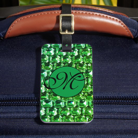 Groene diamanten, groene edelstenen sieraden bagagelabel (Voorkant Insitu 2)