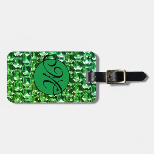Groene diamanten, groene edelstenen sieraden bagagelabel (Voorkant horizontaal)