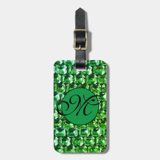 Groene diamanten, groene edelstenen sieraden bagagelabel (Voorkant verticaal)