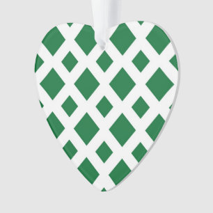 Groene diamanten op wit ornament