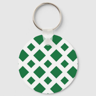 Groene diamanten op wit sleutelhanger