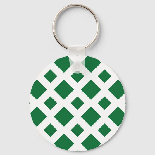 Groene diamanten op wit sleutelhanger (Voorkant)