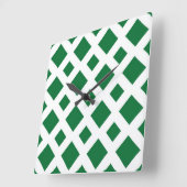 Groene diamanten op wit vierkante klok (Hoek)