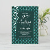 Groene Diamanten Patroon 90ste Verjaardagsfeest Kaart (Staand voorkant)