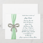 Groene Diamond Bow Bridal Shower Kaart (Voorkant / Achterkant)