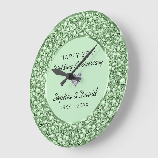 Groene Diamonds Look Bruiloft Jubileum Grote Klok (Hoek)