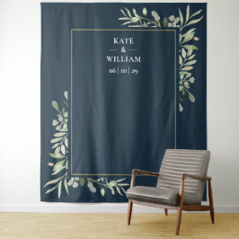 Groene Diepzee Blauw Huwelijksfotocabine Wandkleed