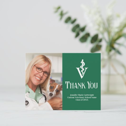 Groene Dierarts Foto Aangepaste Dank Je Briefkaart (Staand voorkant)