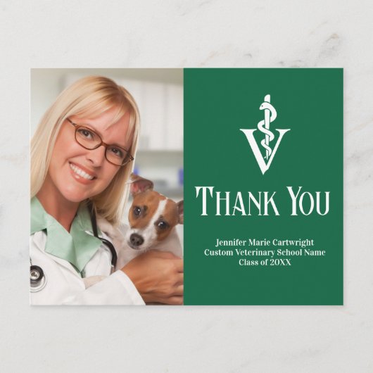 Groene Dierarts Foto Aangepaste Dank Je Briefkaart (Voorkant)