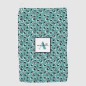 Groene dierenprint monogram golfhanddoek (Voorkant)