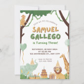 Groene dierensafari waterverf geboortebestuuring k kaart (Voorkant)