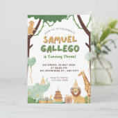 Groene dierensafari waterverf geboortebestuuring k kaart (Staand voorkant)