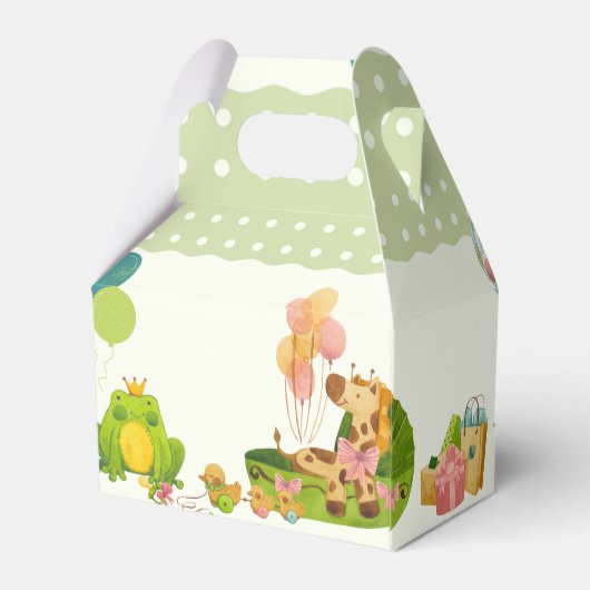 Groene dino kinder speelgoed verjaardagsfeestje bedankdoosjes (Achterkant)