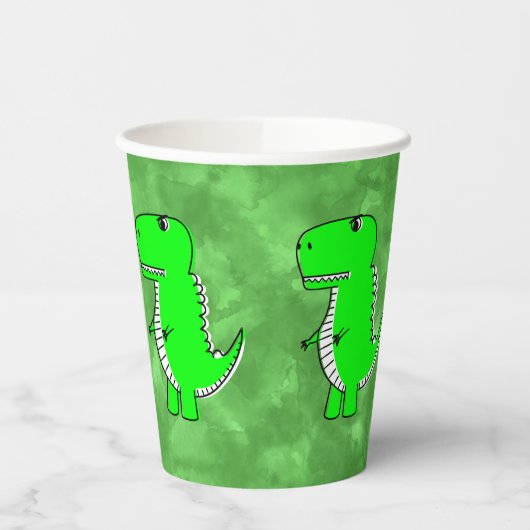 Groene Dino Waterverf Baby shower Papieren Bekers (Links)
