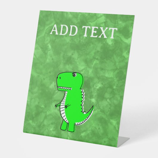 Groene Dino Waterverf Baby shower Reclamebord Met Voetstuk (Voorkant)