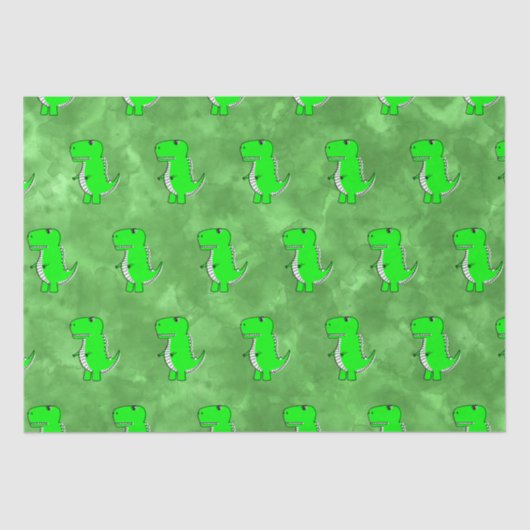 Groene Dino Waterverf Baby shower Tissuepapier (Voorkant)