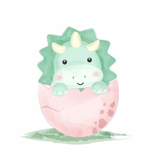 Groene Dinosaur Baby shower Cake Topper Cutout Staand Fotobeeldje (Voorkant)