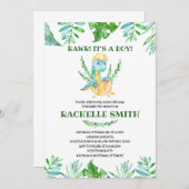 Groene Dinosaur Baby Shower Uitnodiging (Voorkant / Achterkant)