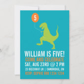 Groene Dinosaur en ballonkinderen Birthday Kaart (Voorkant)