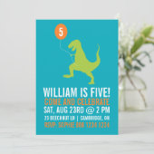 Groene Dinosaur en ballonkinderen Birthday Kaart (Staand voorkant)