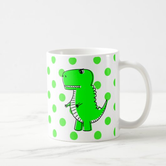 Groene Dinosaur Green Polka Dots Coffee Mok (Rechts)
