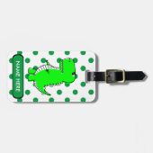 Groene Dinosaur Green Polka Dots Custom Name Bagagelabel (Voorkant horizontaal)