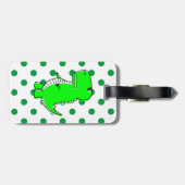 Groene Dinosaur Green Polka Dots Custom Name Bagagelabel (Achterkant horizontaal)